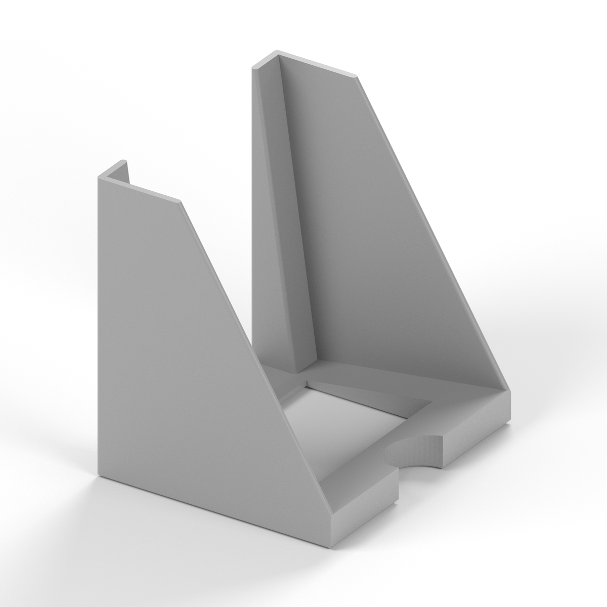 CAD render of the Deck Carrier card holder in gray, shown from a three-quarter angle on a white background.