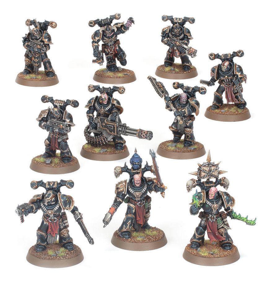 Chaos Space Marines Legionaries, ten assembled and painted models