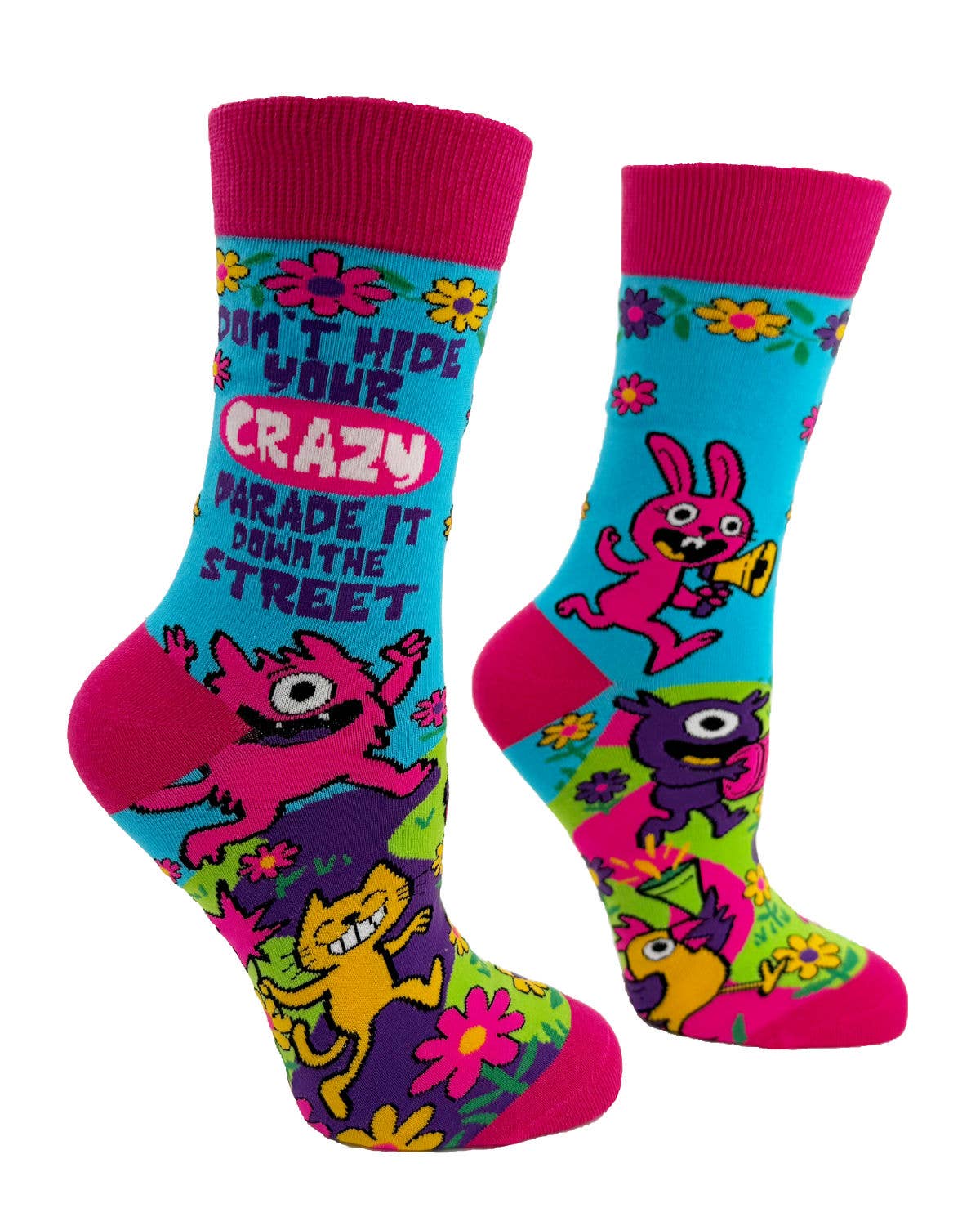 Fabdaz - Don't Hide Your Crazy, Parade it Down... Women's Crew Socks