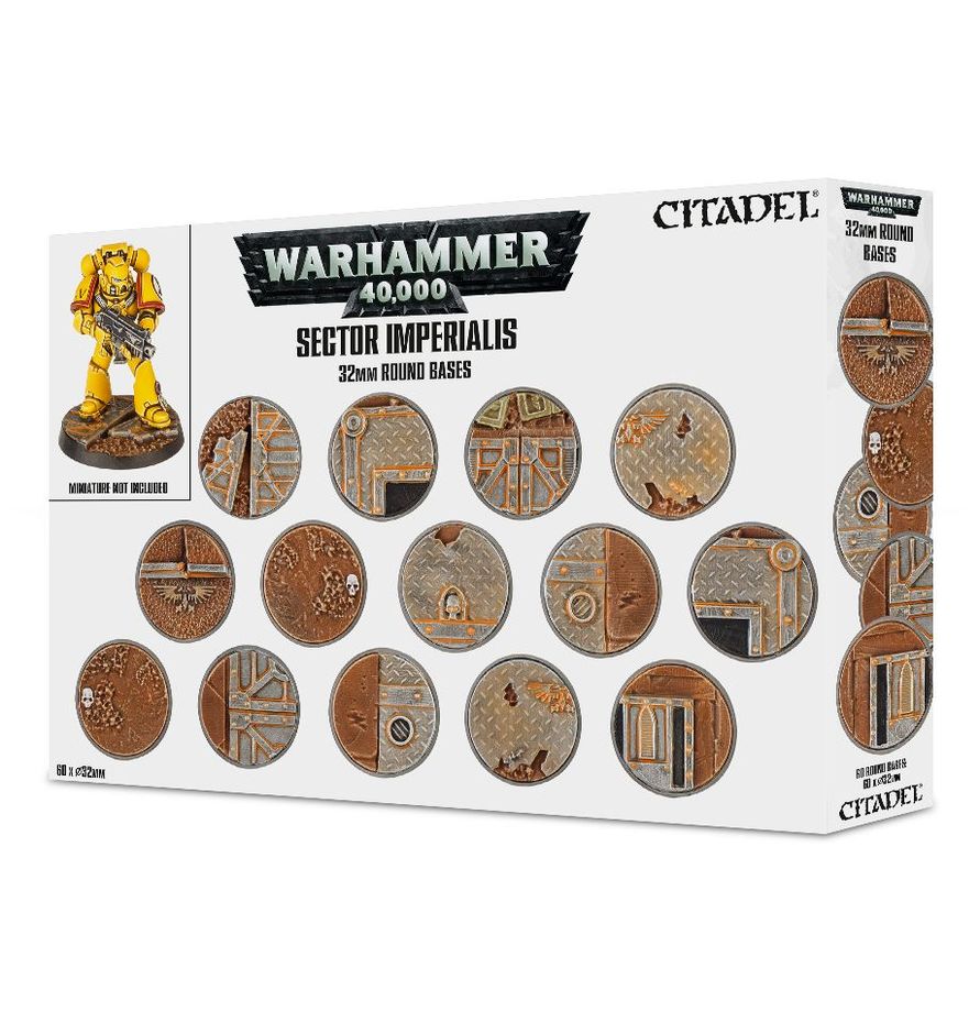 Sector Imperialis 32mm Round Bases box with 60 sculpted bases