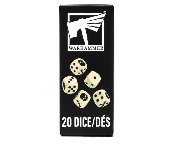 Warhammer retail box containing 20 dice