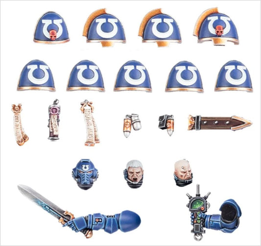 Ultramarines Primaris Upgrades: painted upgrade components