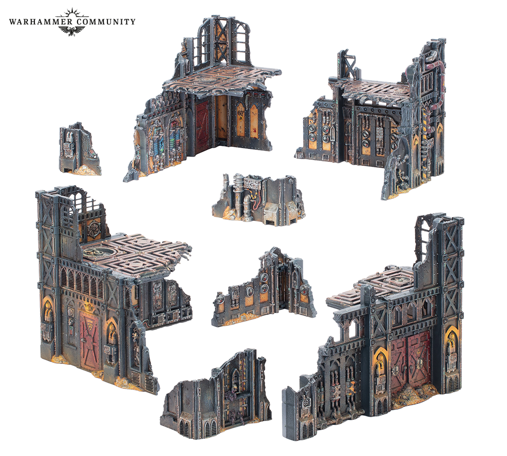 Ready-painted Manufactorum ruins and industrial terrain included in Battlefields: Armageddon