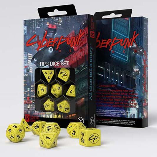7-Die Set Cyberpunk Red: Wet Work- Black/Yellow
