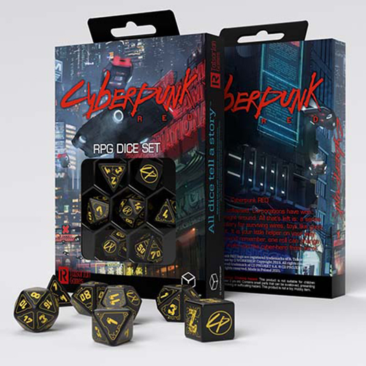 7-Die Set Cyberpunk Red: Wet Work- Black/Yellow