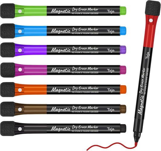 8 Color Dry Erase Marker Set | Magnetic | Eraser Cap