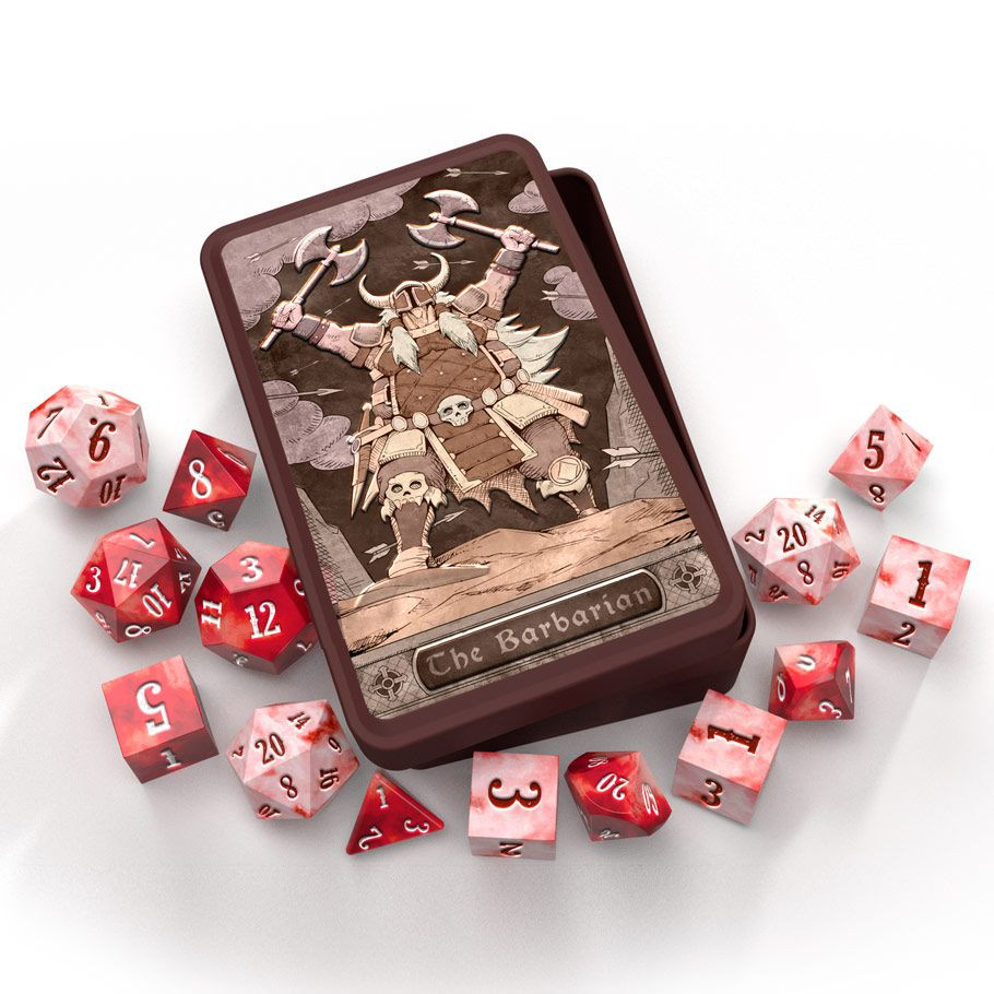 RPG Class Dice: Barbarian Set Tin (14 Dice)