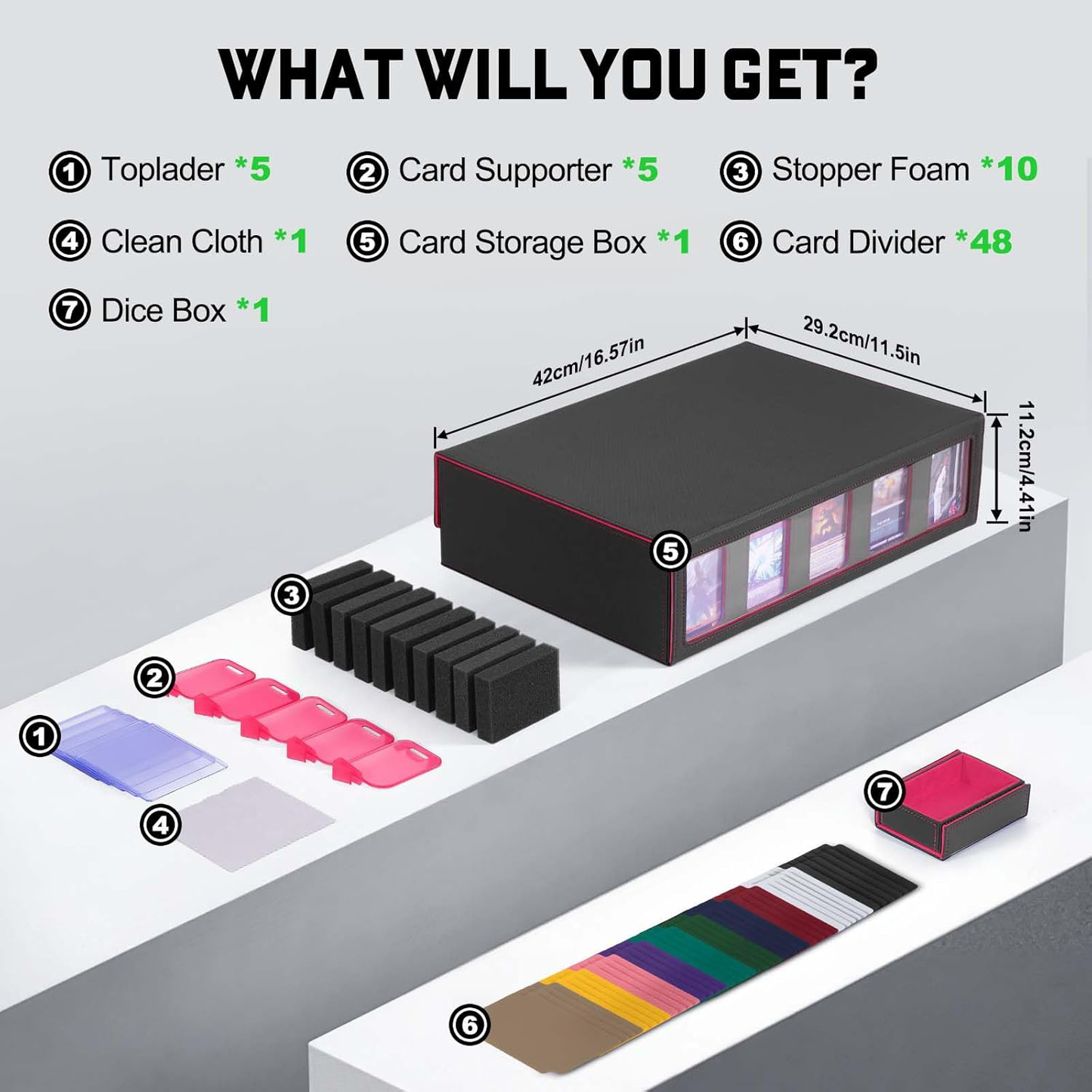 Trading Card Storage Box 5-Row with Handle