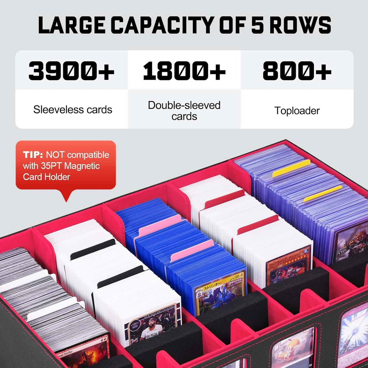 Trading Card Storage Box 5-Row with Handle