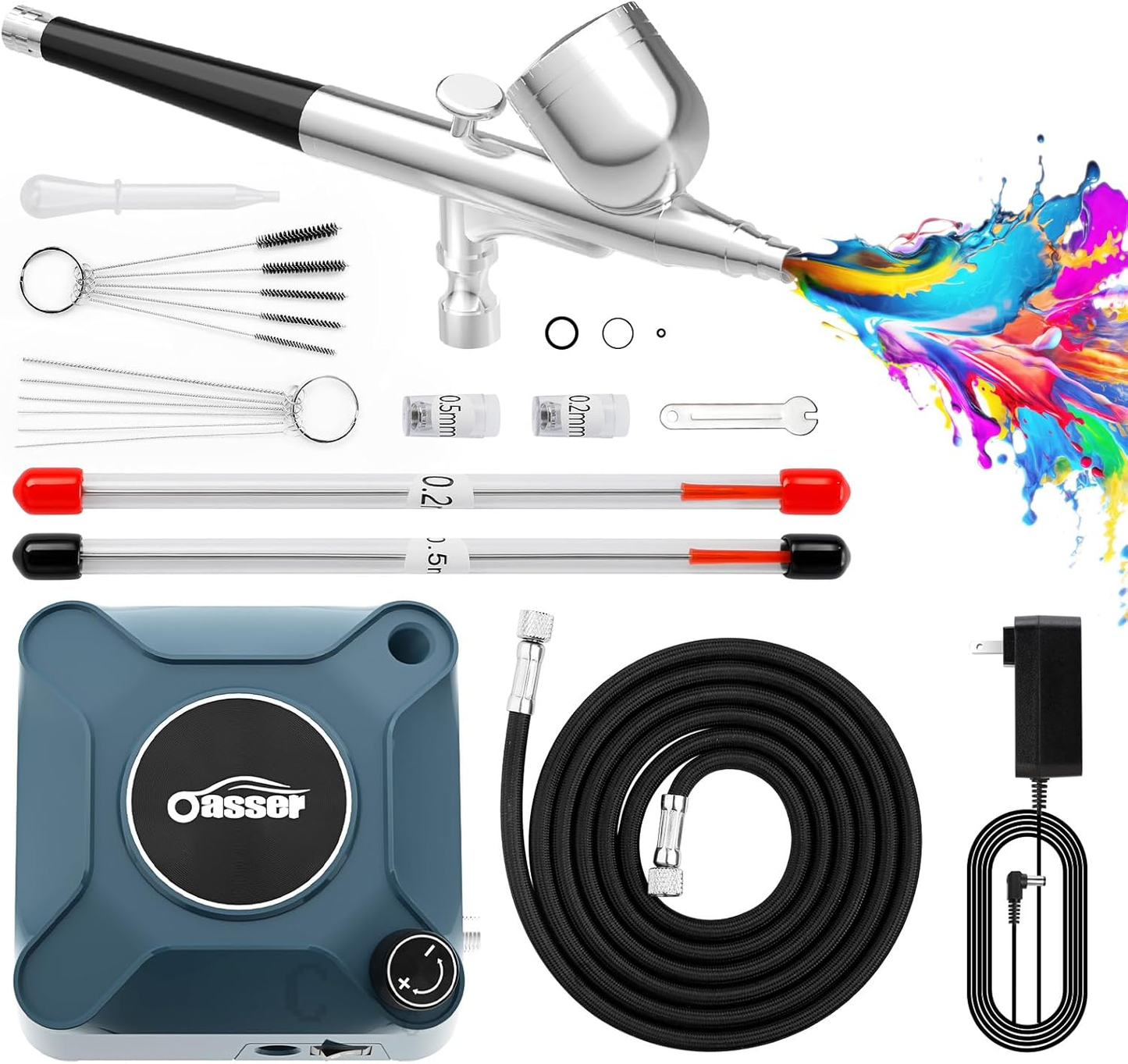 Airbrush Kit with Air Compressor, Dual Action 40 PSI 10.5 L/min Airbrush Set