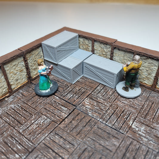Large Wooden Storage Crates - 4pk | RPG Scatter Terrain | 3D printed | 28mm | 32mm - CreatorpultGames - Role Playing Miniatures