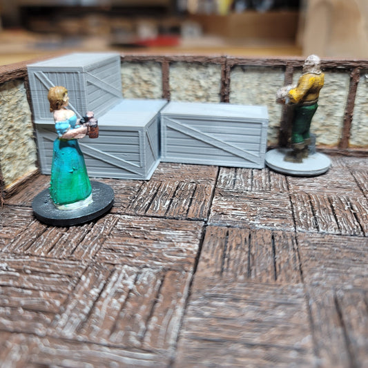 Large Wooden Storage Crates - 4pk | RPG Scatter Terrain | 3D printed | 28mm | 32mm - CreatorpultGames - Role Playing Miniatures