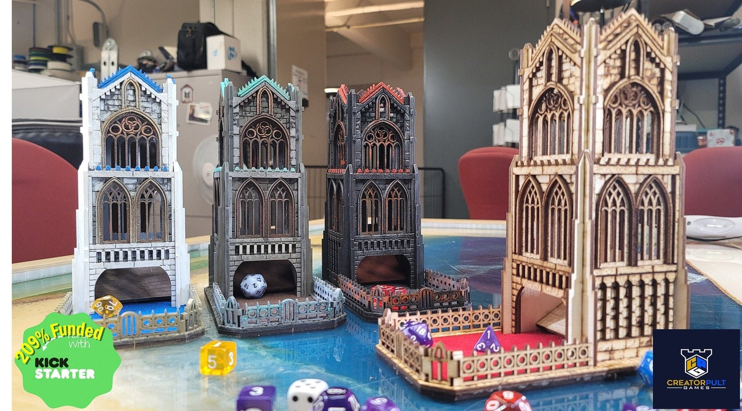 Cathedral Dice Tower Kit - CreatorpultGames - Laser Cut MDF Kits