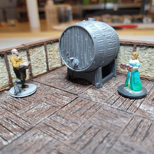 Wooden Tavern Brewing Barrel - Giant | Dungeons and Dragons | RPG | 3D printed | 28mm | 32mm | RPG Accessories | Terrain Scatter