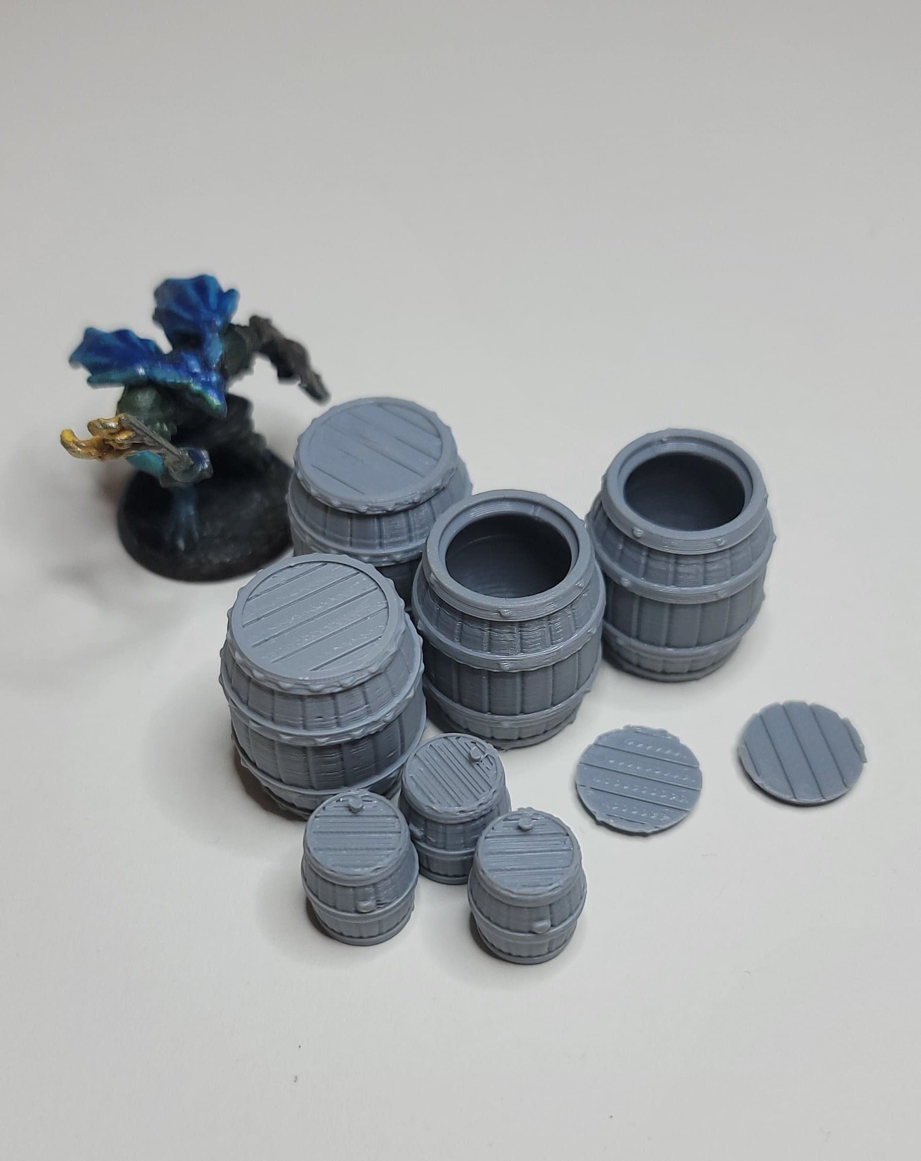 Wooden Stake Barrels - Medium/Small - Open/Closed | RPG Accessories | 3D printed | 28mm | 32mm | Terrain Scatter