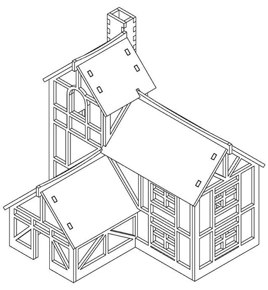 Medieval Village - Two-Story House - MDF Laser Cut 28mm Kits - CreatorpultGames - Role Playing Accessories