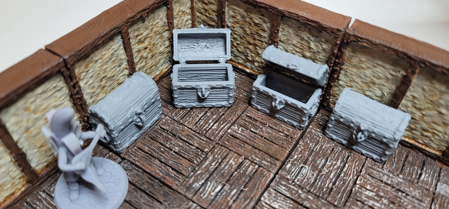 NEW in 2023! - Fantasy Wooden Chests | 3D printed | RPG | Dungeons and Dragons | 28mm | 32mm | Terrain Scatter