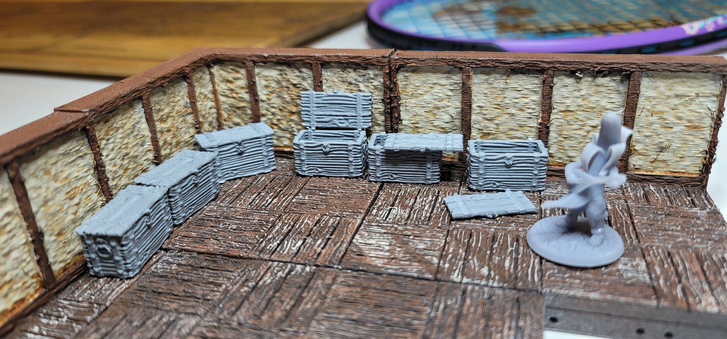 NEW 2023 DESIGN! Medium Wooden Boxes - Open/Closed - 6pk | 3D printed | RPG | Dungeons and Dragons | 28mm | 32mm | Terrain Scatter - CreatorpultGames - Role Playing Miniatures
